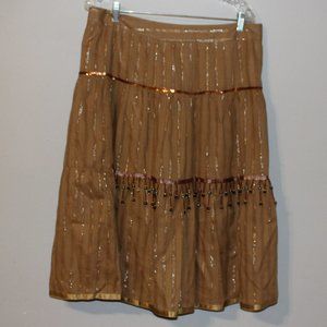 Objet Large Embellished Skirt Beads Metallic Threads